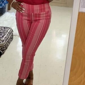 7th Avenue Design Studio New York & company Red Stripe Capri Crop Pants Sz‎ XS